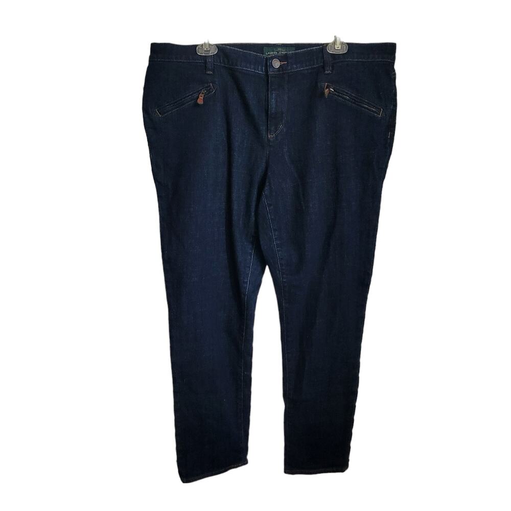 Lauren Jeans Co Ralph Lauren Jeans Womens 16W‎ Dark Wash Straight Leg Zip Pocket